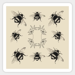 Bumblebees pattern - Victorian Illustration Sticker